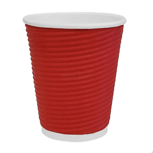 Fiesta Ripple Wall Takeaway Coffee Cups Red 225ml / 8oz x 500