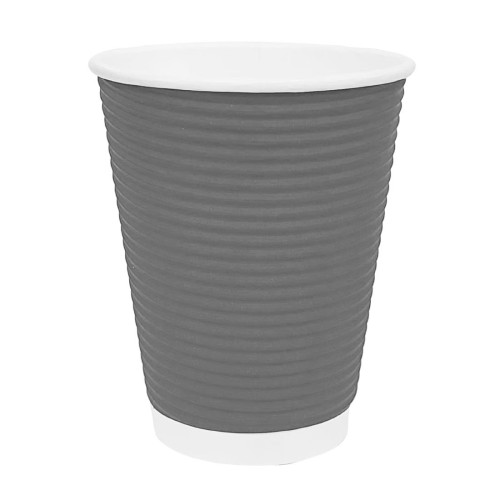 Fiesta Hot Cups Ripple Wall Charcoal - 340ml (12oz) (Sleeve 25)