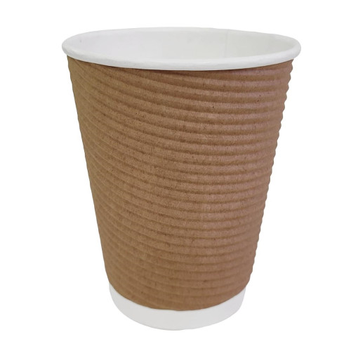 Fiesta Hot Cups Ripple Wall Kraft - 340ml (12oz) (Sleeve 25)
