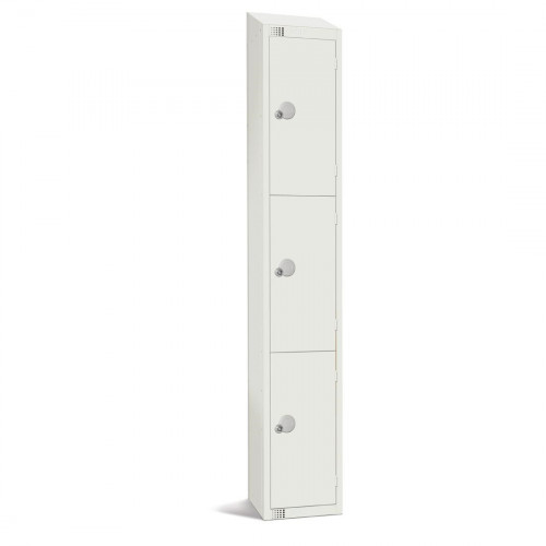 300mm Deep Locker 3 Door Combi Lock) White with Sloping Top (Direct)