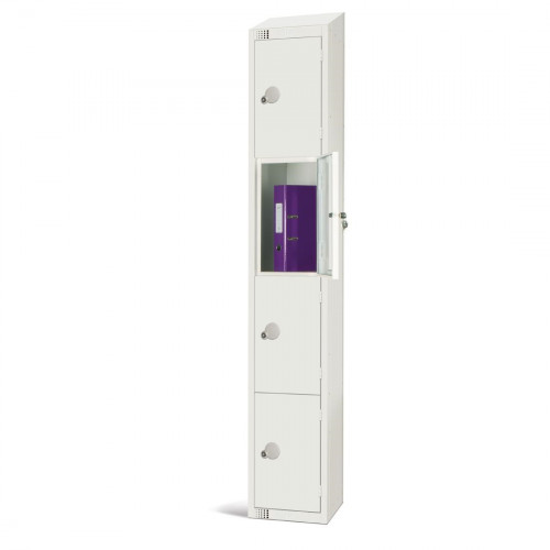300mm Deep Locker 4 Door Padlock White with Sloping Top (Direct)