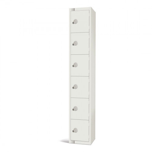 300mm Deep Locker 6 Door (Coin Return) White - 1800x300x300mm (Direct)