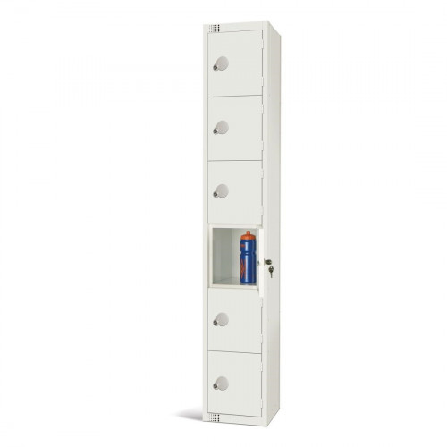 300mm Deep Locker 6 Door Padlock White - 1800x300x300mm (Direct)