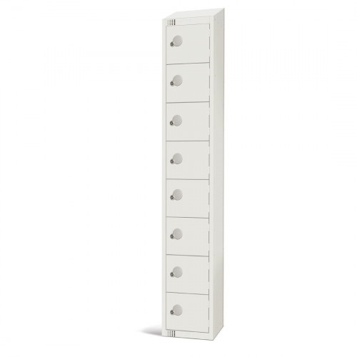 300mm Deep Locker 8 Door (Coin Return) White with Sloping Top (Direct)
