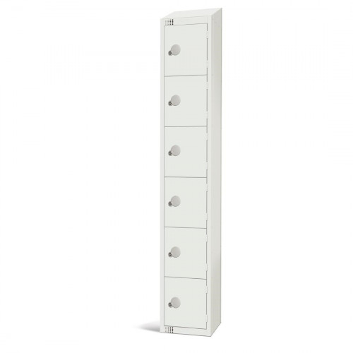 450mm Deep Locker 6 Door Combi Lock) White with Sloping Top (Direct)