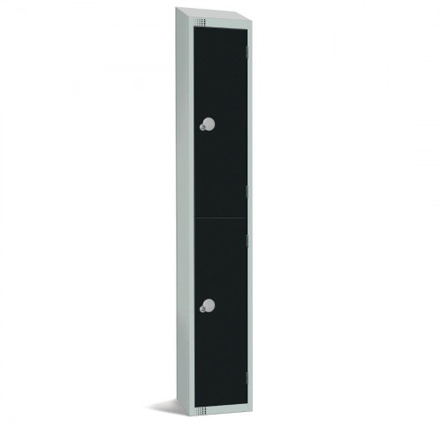 300mm Deep Locker 2 Door Elect Lock Black 1950x300mm with Sloping Top (Direct)