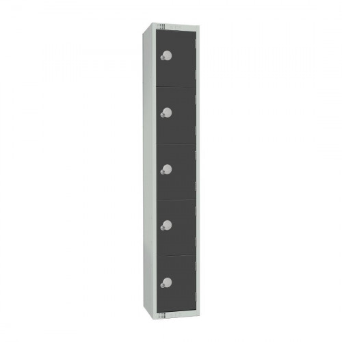300mm Deep Locker 5 Door (Coin Return) Graphite Grey - 1800x300x300mm (Direct)