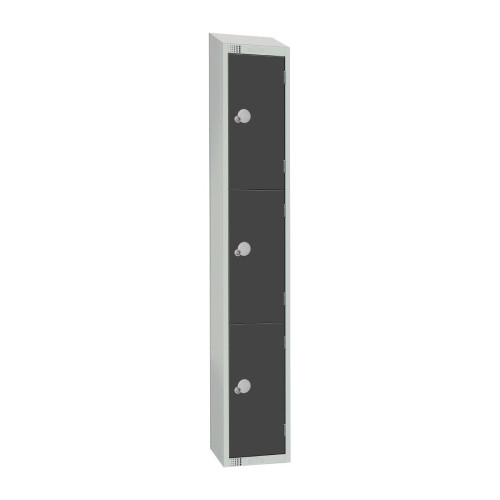 450mm Deep Locker 3 Door Camlock Graphite Grey-1950x300mm w/sloping top (Direct)