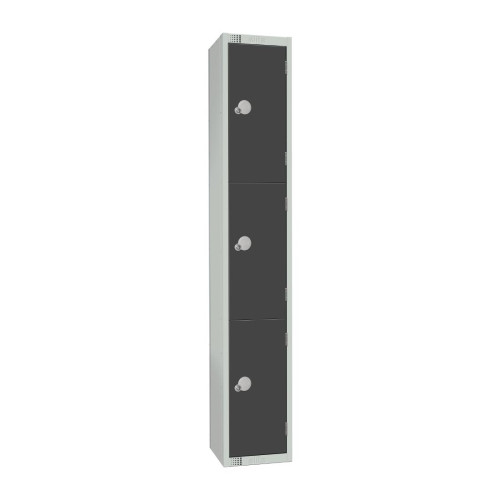 450mm Deep Locker 3 Door Padlock Graphite Grey - 1800x300x450mm (Direct)