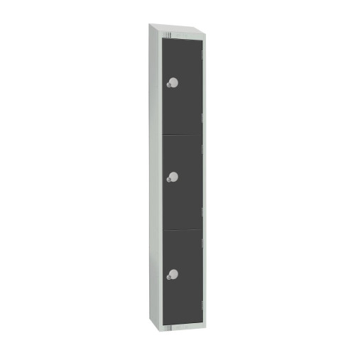 450mm Deep Locker 3 Door Padlock Graphite Grey-1950x300mm w/sloping top (Direct)