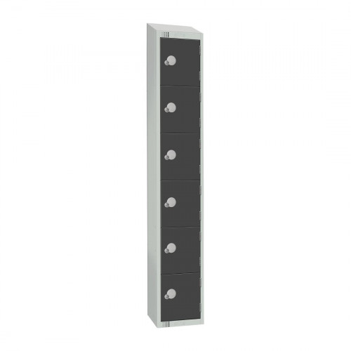 450mm Deep Locker 6 Door Elect Lock Graphite Grey 1950x300mm Sloping Top(Direct)