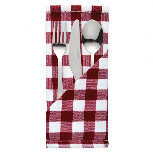 Comfort Gingham Napkin Red/White Polyester - 41x41cm 16x16" (Pack 10)