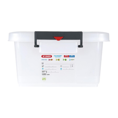 Araven Food Storage Box & Lid with Colour Clips - 31Ltr 530x396x226mm