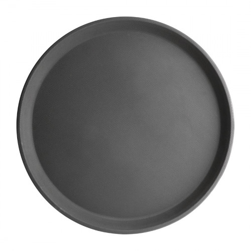 Anti-Slip Fibreglass Round Tray Black - 356mm 14"