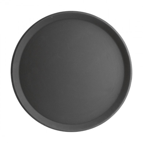 Anti-Slip Fibreglass Round Tray Black - 406mm 16"