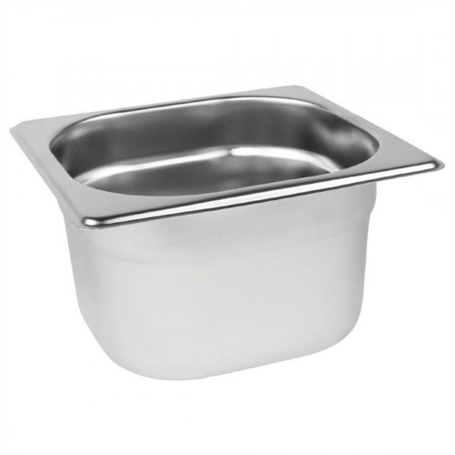 Vogue St/St Gastronorm pan - size 1/6 -176 x 162mm(7"x6.5") approx - depth 100mm (4"approx) - 1.7ltr capacit