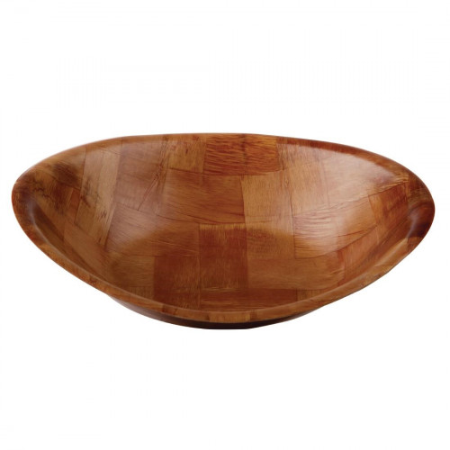 Oval Woven Wooden Bowl - 9x7"