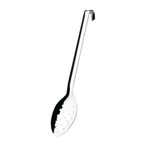 UTENSIL - Vogue Perforated Spoon with Hook - STAINLESS STEEL - 14" LONG