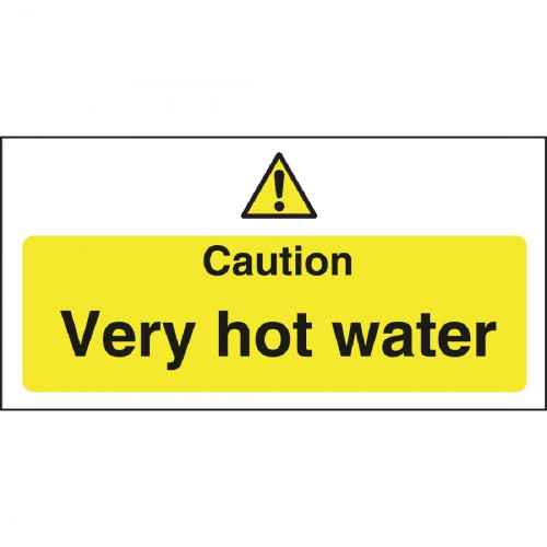 Caution Very Hot Water Sign - Single (Self-Adhesive)