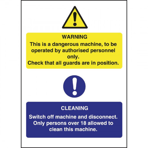 Dangerous Machine/Cleaning Sign (Self-Adhesive)