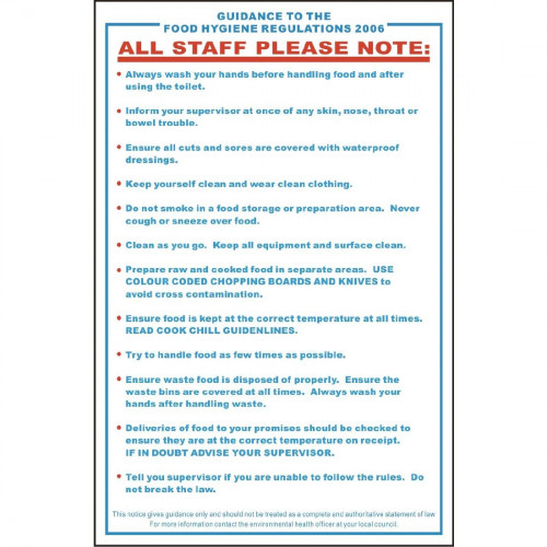 Guide/Food Safety Act Sign - Single (Self-Adhesive)