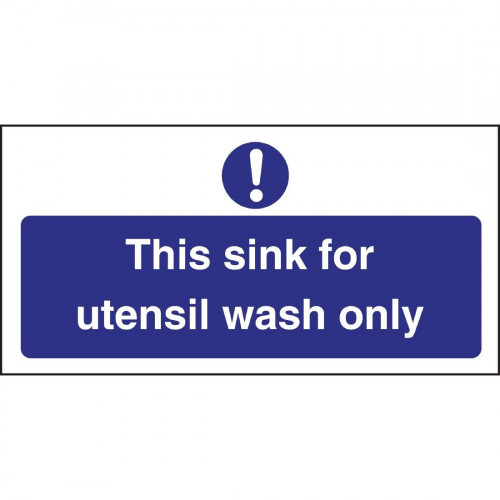 Utensil Wash Only Sign - Single (Self-Adhesive)