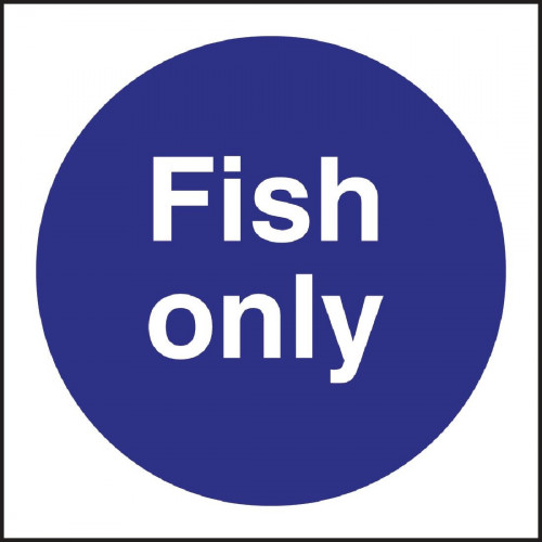 Fish Only Sign - Single - 100x100mm (Self-Adhesive)