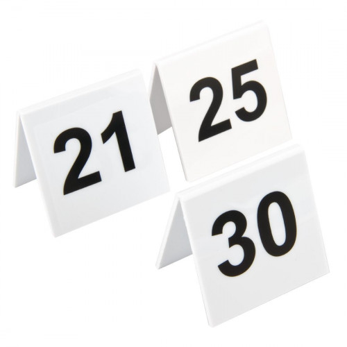 number / Plastic table numbers (free standing v shape) - 21 - 30 - PER SET