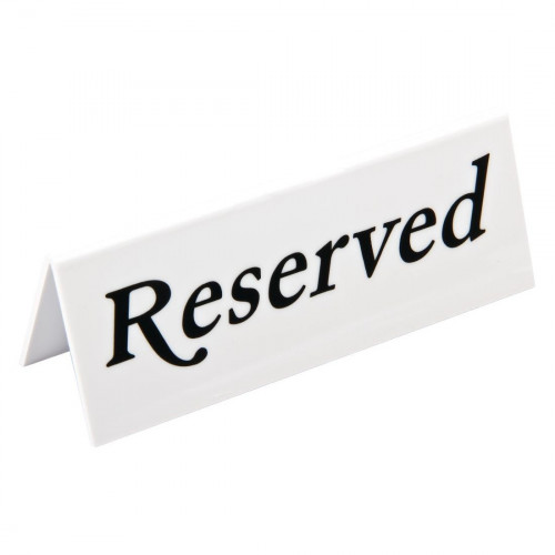 Sign / Plastic reserved table sign - (v shape)Dimensions : 45(H)x 120(W)x 36(D)mm - per pack of 10