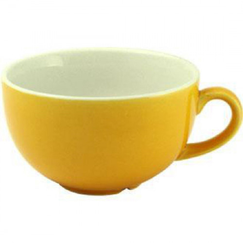 New Horizons Coloured Border Yellow Cappuccino Cup Solid 10oz (Box 24) (Direct)