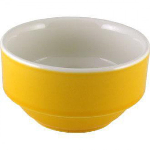 New Horizons Coloured Border Yellow Consomme Bowl Solid 10oz (Box 24) (Direct)