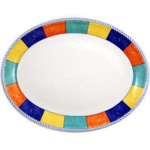 New Horizons Chequered Border Oval Plate 10" (Box 12) (Direct)