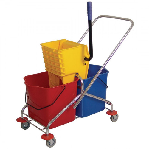 Jantex Dual Bucket Mop Wringer with Frame - 2x20Ltr