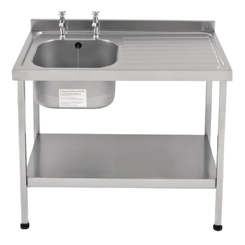 Sissons St/St Sink 1000x600mm L/H Bowl inc taps & R/H Drainer Mini Range(Direct)