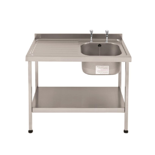 Sissons St/St Sink 1000x600mm R/H Bowl inc taps & L/H Drainer Mini Range(Direct)