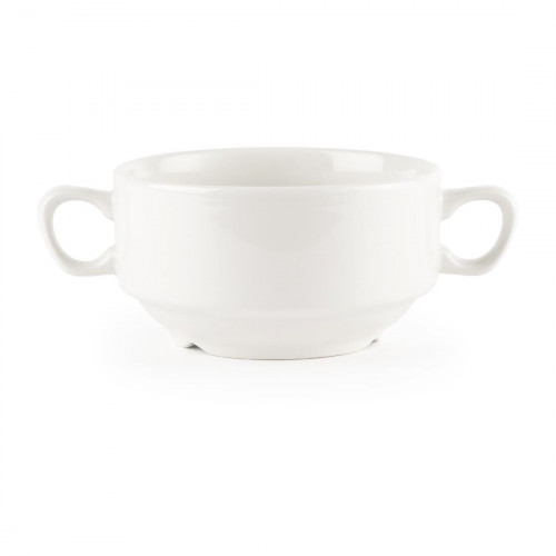 White Nova Consomme Bowl with Handles 14oz (Box 24)