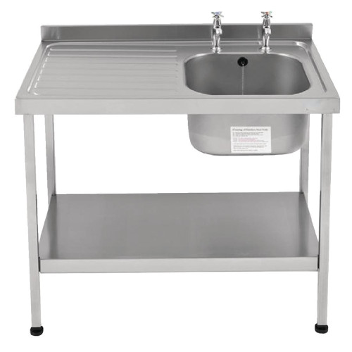 Sissons St/St Sink - 1200mm R/H Bowl inc taps & L/H Drainer Mini Range (Direct)