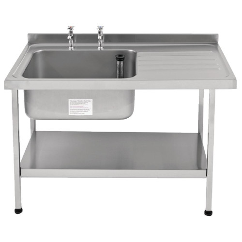 Sissons St/St Sink - 1200mm L/H Bowl inc taps & R/H Drainer Midi Range (Direct)