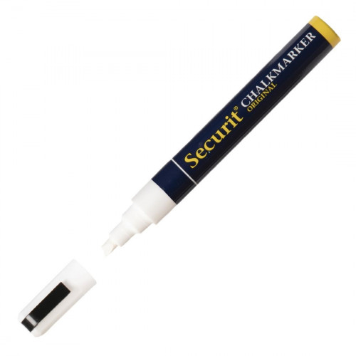 Securit Narrow Chisel Point Marker White - 2x6mm