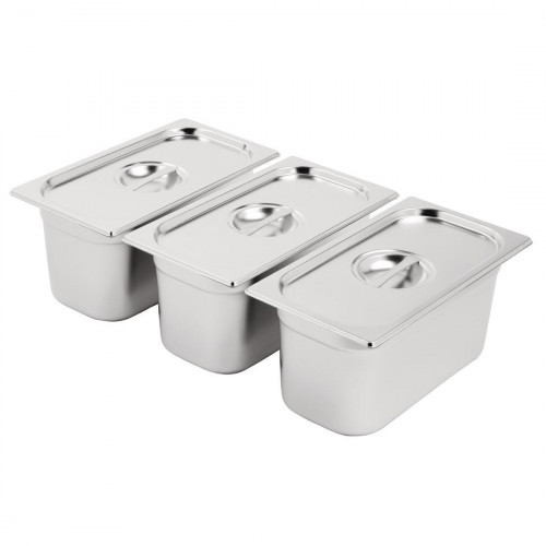Vogue St/St GN Set - 3 x 1/3 with Lids 150mm