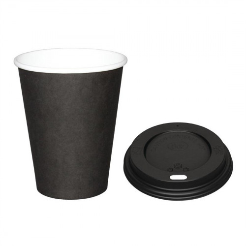 Fiesta Hot Cups Single Wall Black with Black Lid - 228ml (8oz) (Box 1000)
