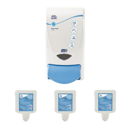 Sale Offer : Deb Hand Soap Clear 1Ltr (Buy 3 Cartridges get 1 Free Dispenser)