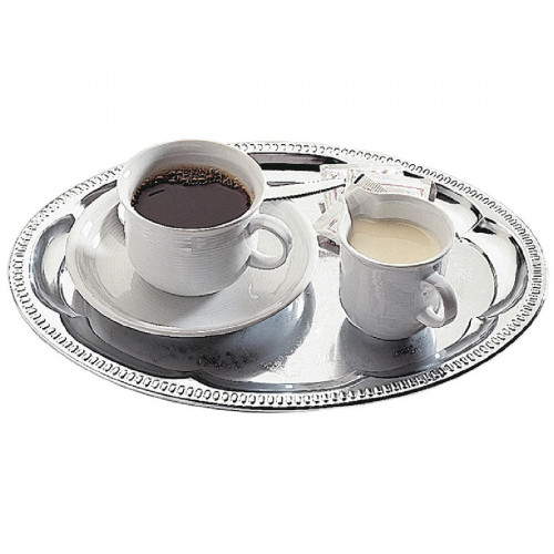 Oval Coffee House Tray Chrome Plated - 30x22cm
