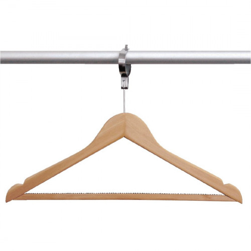 Bolero Wooden Hanger with Security Collar Natural (Pack 10)