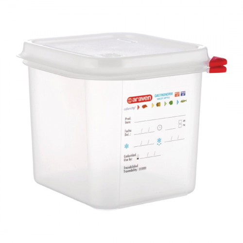 Araven Food Containers - GN 1/6 2.6Ltr with Lids (Box 4)