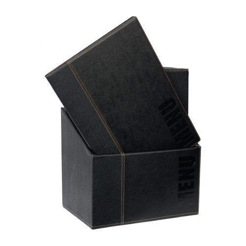 Securit Contemporary Menu Holder Set Black A4 (Pack 20 with Stand Box)