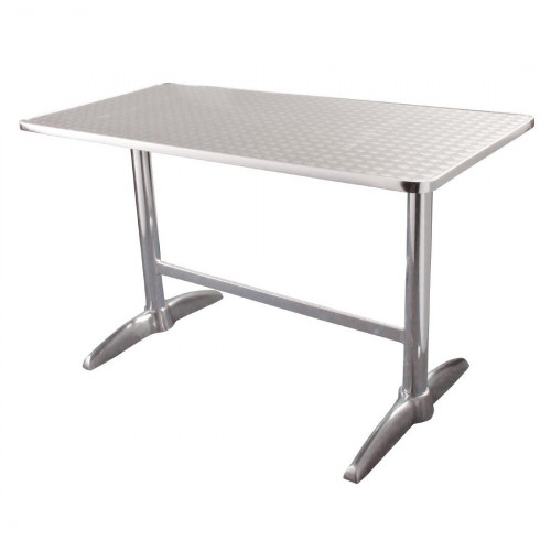 Bolero Rectangular Pedestal Table St/St Top & Alu. Rim - 1200x600mm