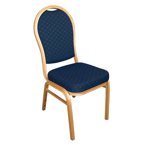 Bolero Banqueting Chair Arched Back Gold Frame Blue Speckle Cloth (Pack 4)