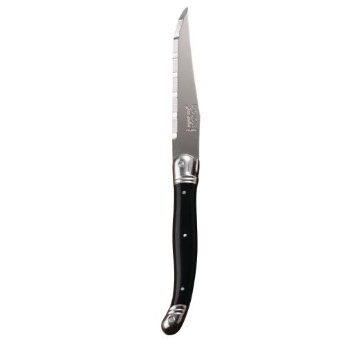 Laguiole Steak Knife Black Handle Serrated 1.2mm Blade (Box 6) (Direct)