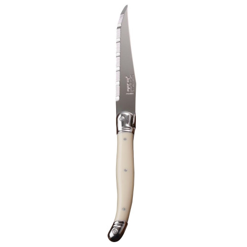 Laguiole Steak Knife Ivory Handle Serrated 1.2mm Blade (Box 6) (Direct)